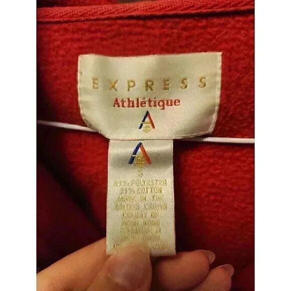 Express Athletique Sport Vintage Women's Red Full Zip Fleece Jacket Small CR3 - Picture 3 of 7